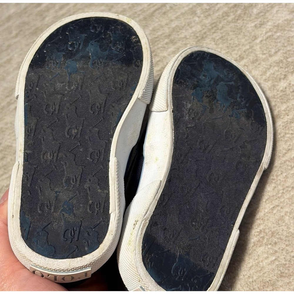 Polo Ralph Lauren Toddler Slip On Shoes Bear Navy Canvas Size 7 - Picture 5 of 6